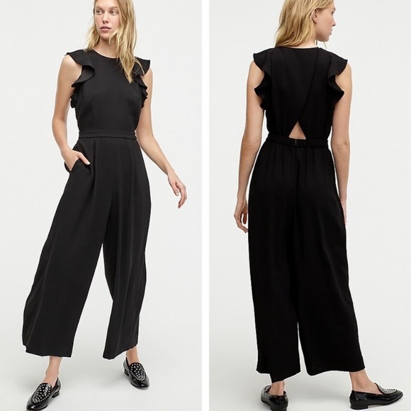 J. Crew Pants - J crew sleeveless ruffle jumpsuit 365 crepe black